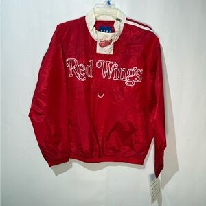 Vintage Detroit Red Wings Red Pullover Jacket Windbreaker size extra large